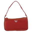 PRADA Accessory Pouch Nylon Red Silver Auth 163186-13