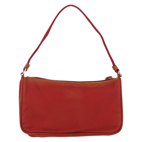 PRADA Accessory Pouch Nylon Red Silver Auth 163186