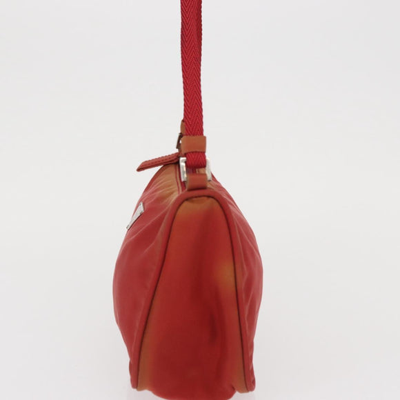 PRADA Accessory Pouch Nylon Red Silver Auth 163186