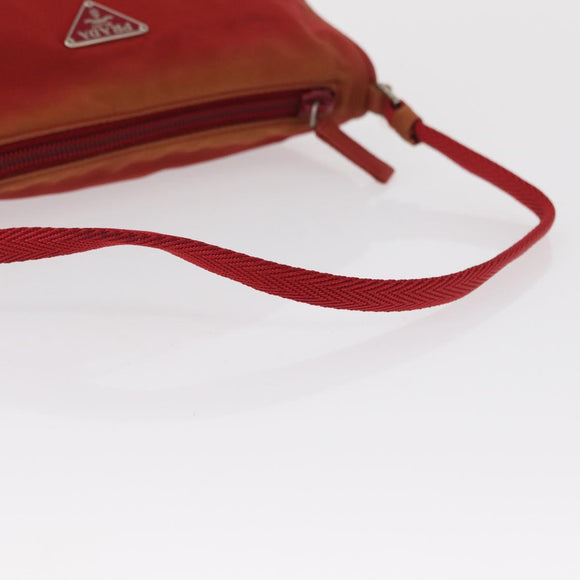 PRADA Accessory Pouch Nylon Red Silver Auth 163186