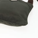 PRADA Shoulder Bag Nylon Khaki Silver Auth 163187-9