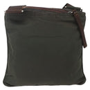 PRADA Shoulder Bag Nylon Khaki Silver Auth 163187-2