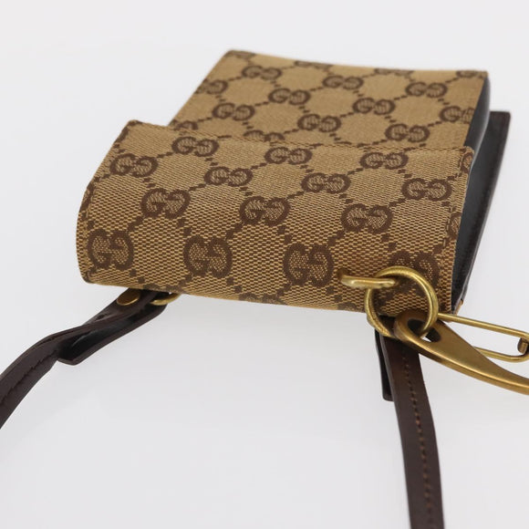GUCCI GG Canvas Shoulder Pouch Bag Beige Gold 106692 Auth 163190