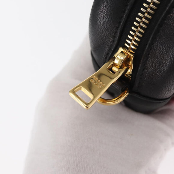 PRADA Shoulder Bag Leather Pink Gold Auth 163191