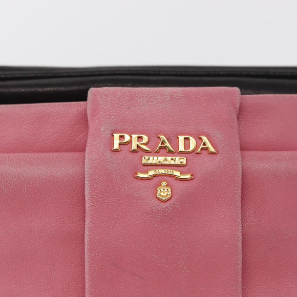 PRADA Shoulder Bag Leather Pink Gold Auth 163191