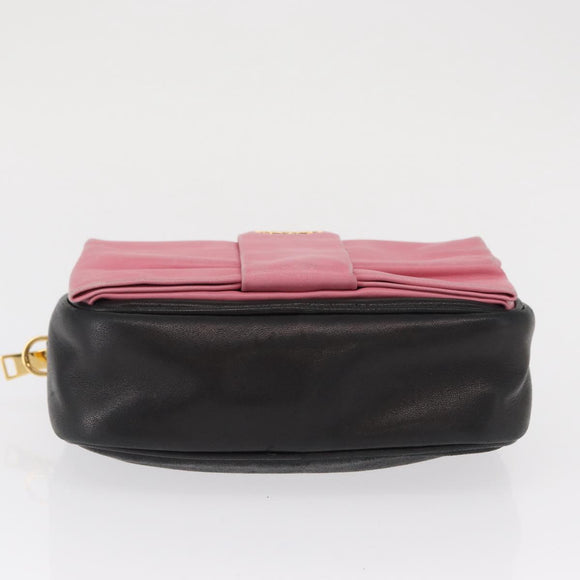 PRADA Shoulder Bag Leather Pink Gold Auth 163191