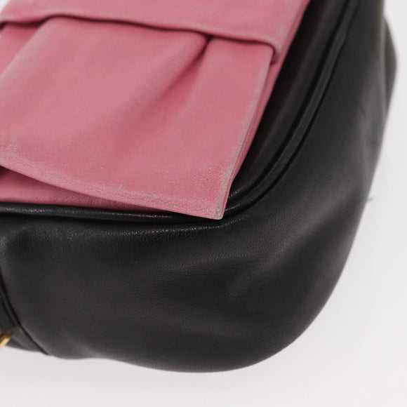 PRADA Shoulder Bag Leather Pink Gold Auth 163191