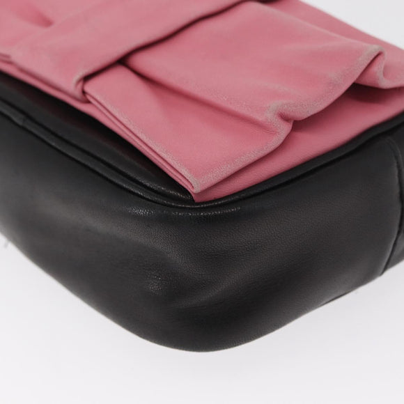 PRADA Shoulder Bag Leather Pink Gold Auth 163191