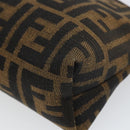 FENDI Zucca Canvas Pouch Black Brown Auth 163196-14