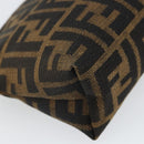 FENDI Zucca Canvas Pouch Black Brown Auth 163196-15