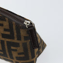 FENDI Zucca Canvas Pouch Black Brown Auth 163196-9