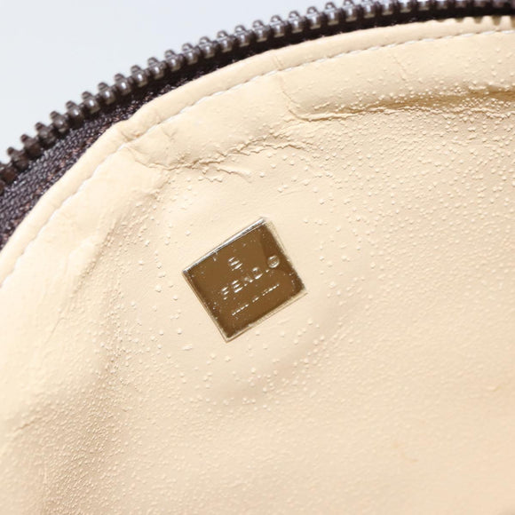 FENDI Zucca Canvas Pouch Black Brown Auth 163196