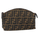 FENDI Zucca Canvas Pouch Black Brown Auth 163196-1