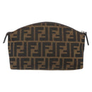 FENDI Zucca Canvas Pouch Black Brown Auth 163196-2