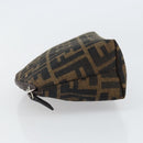 FENDI Zucca Canvas Pouch Black Brown Auth 163196-4