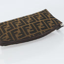 FENDI Zucca Canvas Pouch Black Brown Auth 163196-5