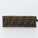FENDI Zucca Canvas Pouch Black Brown Auth 163196-6