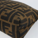 FENDI Zucca Canvas Pouch Black Brown Auth 163196-7