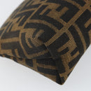 FENDI Zucca Canvas Pouch Black Brown Auth 163196-8
