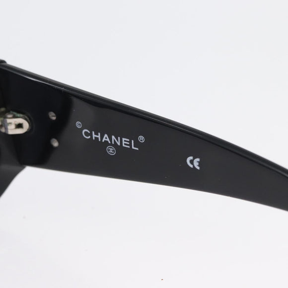 CHANEL COCO Mark Sunglasses plastic Black CC Auth 163203