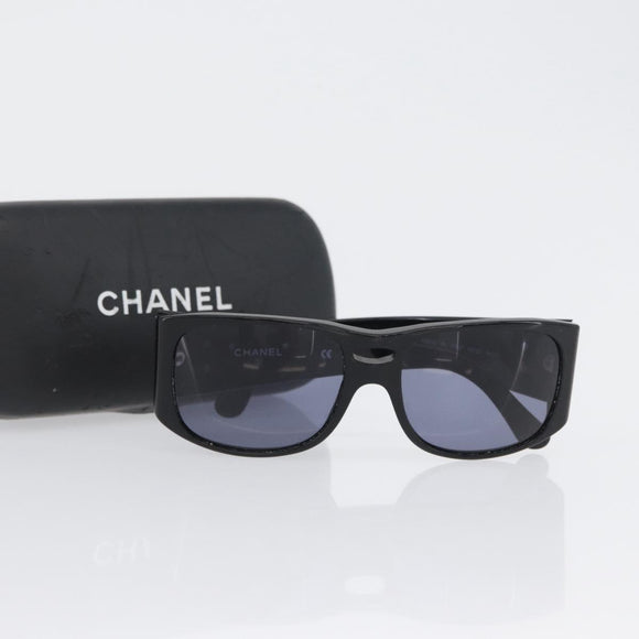 CHANEL COCO Mark Sunglasses plastic Black CC Auth 163203