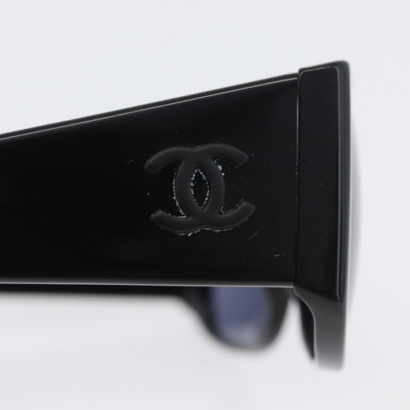 CHANEL COCO Mark Sunglasses plastic Black CC Auth 163203