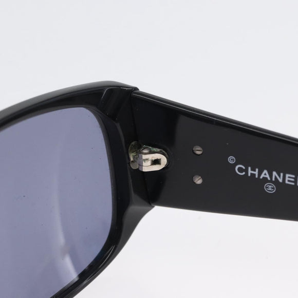 CHANEL COCO Mark Sunglasses plastic Black CC Auth 163203