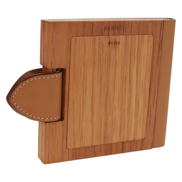 HERMES Photo Frame Wood Beige Auth 163212M