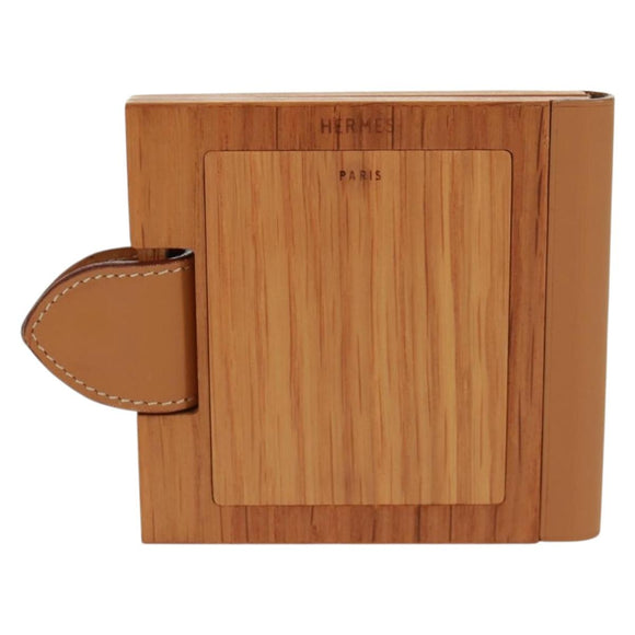 HERMES Photo Frame Wood Beige Auth 163212M