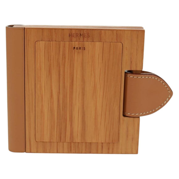 HERMES Photo Frame Wood Beige Auth 163212M