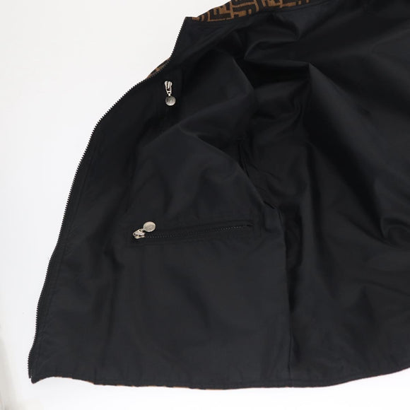 FENDI Zucca Canvas Reversible Coat Brown Black Auth 163216SAM