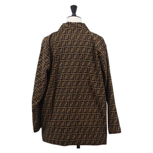 FENDI Zucca Canvas Reversible Coat Brown Black Auth 163216SAM