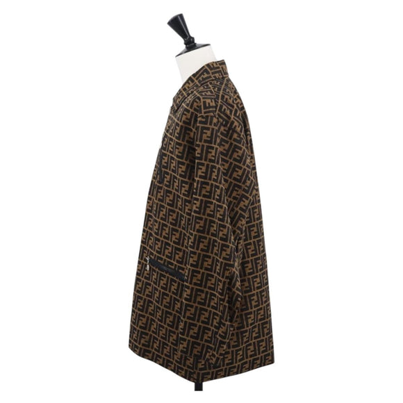 FENDI Zucca Canvas Reversible Coat Brown Black Auth 163216SAM