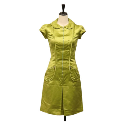 LOUIS VUITTON One Piece Silk Green LV Auth 163217M