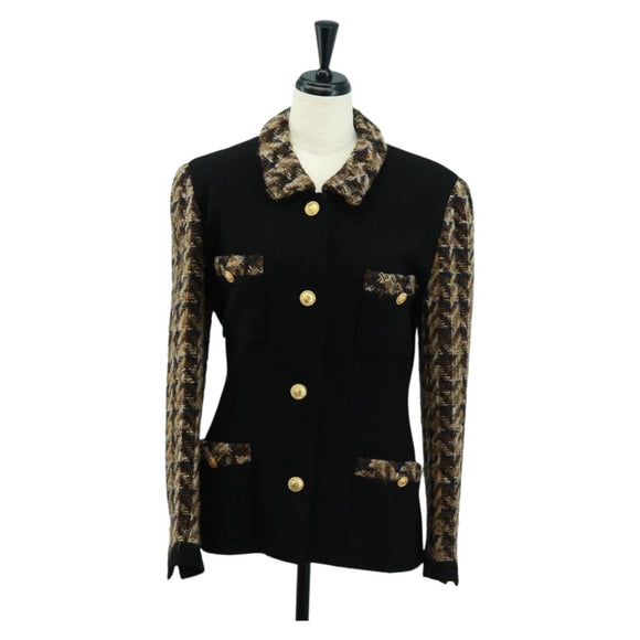 CHANEL Jacke Tweed Schwarz CC Auth 163218SAM