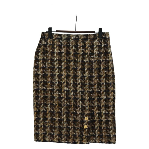 CHANEL Skirt Tweed Black CC Auth 163220