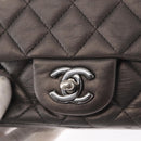 CHANEL Chain Mini Matelasse 16 Shoulder Bag Lamb Skin Gray Silver CC Auth163230V-14