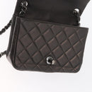 CHANEL Chain Mini Matelasse 16 Shoulder Bag Lamb Skin Gray Silver CC Auth163230V-18