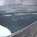 CHANEL Chain Mini Matelasse 16 Shoulder Bag Lamb Skin Gray Silver CC Auth163230V-19