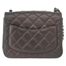 CHANEL Chain Mini Matelasse 16 Shoulder Bag Lamb Skin Gray Silver CC Auth163230V-3