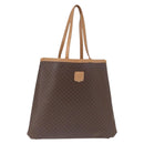 CELINE Macadam Canvas Tote Bag PVC Leather Brown Gold Auth 163231-1