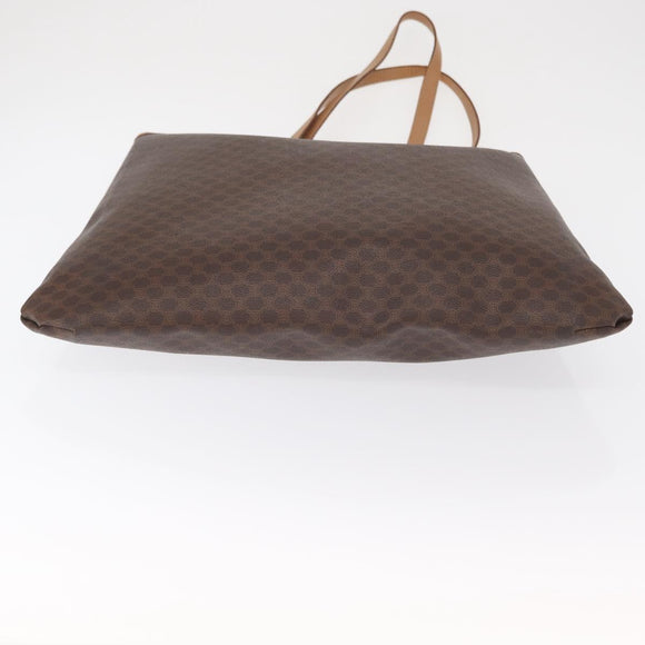 CELINE Macadam Canvas Tote Bag PVC Leather Brown Gold Auth 163231