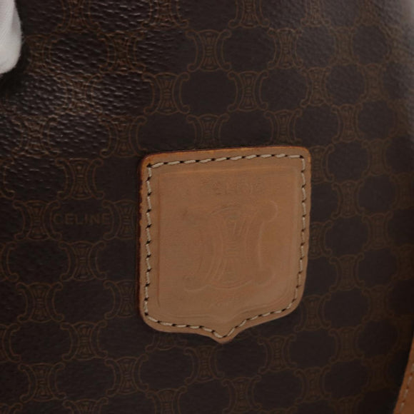 CELINE Macadam Canvas Tote Bag PVC Leather Brown Gold Auth 163231