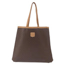 CELINE Macadam Canvas Tote Bag PVC Leather Brown Gold Auth 163231-2