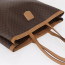 CELINE Macadam Canvas Tote Bag PVC Leather Brown Gold Auth 163231-7