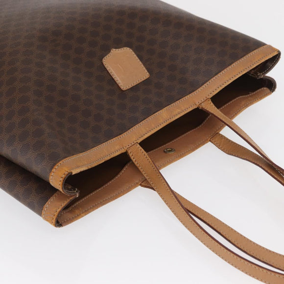 CELINE Macadam Canvas Tote Bag PVC Leather Brown Gold Auth 163231