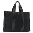 HERMES Fourre Tout GM Hand Bag Canvas Black Silver Auth 163232-1
