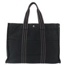 HERMES Fourre Tout GM Hand Bag Canvas Black Silver Auth 163232-2