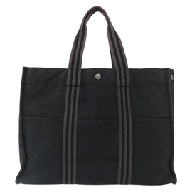 HERMES Fourre Tout GM Hand Bag Canvas Black Silver Auth 163232 - 0
