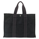 HERMES Fourre Tout GM Hand Bag Canvas Black Silver Auth 163232-3